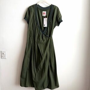 Hannoh Wessel Wrap Dress Size 42 Large Green NWT New Cotton Par Hannoh Ratti